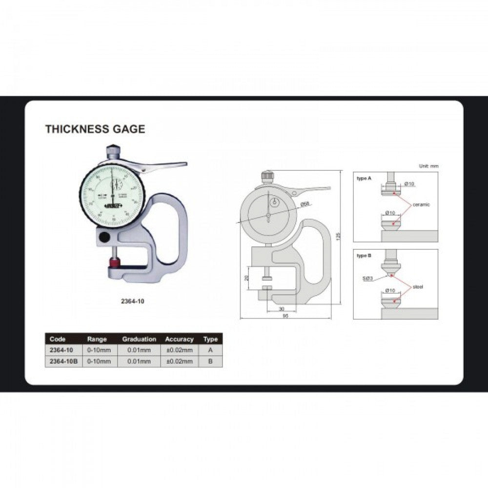 Insize Dial Thickness Gauge 0-10mm 0.01mm