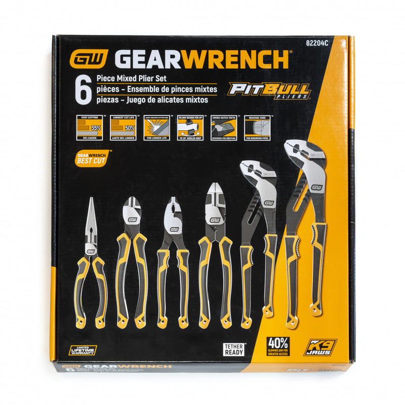 GearWrench 6 Pc. Pitbull Dipped Handle Mixed Plier Set