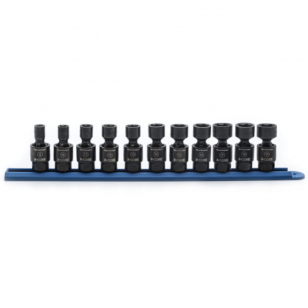 3/8" Drive 6 Point Standard X-Core™ Pinless Universal Impact Metric Socket Set