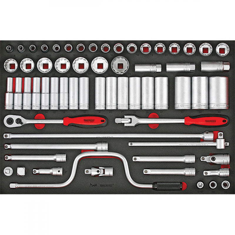 Teng 63Pc 1/2in Dr. Metric Socket & Acc. Set (Eva)