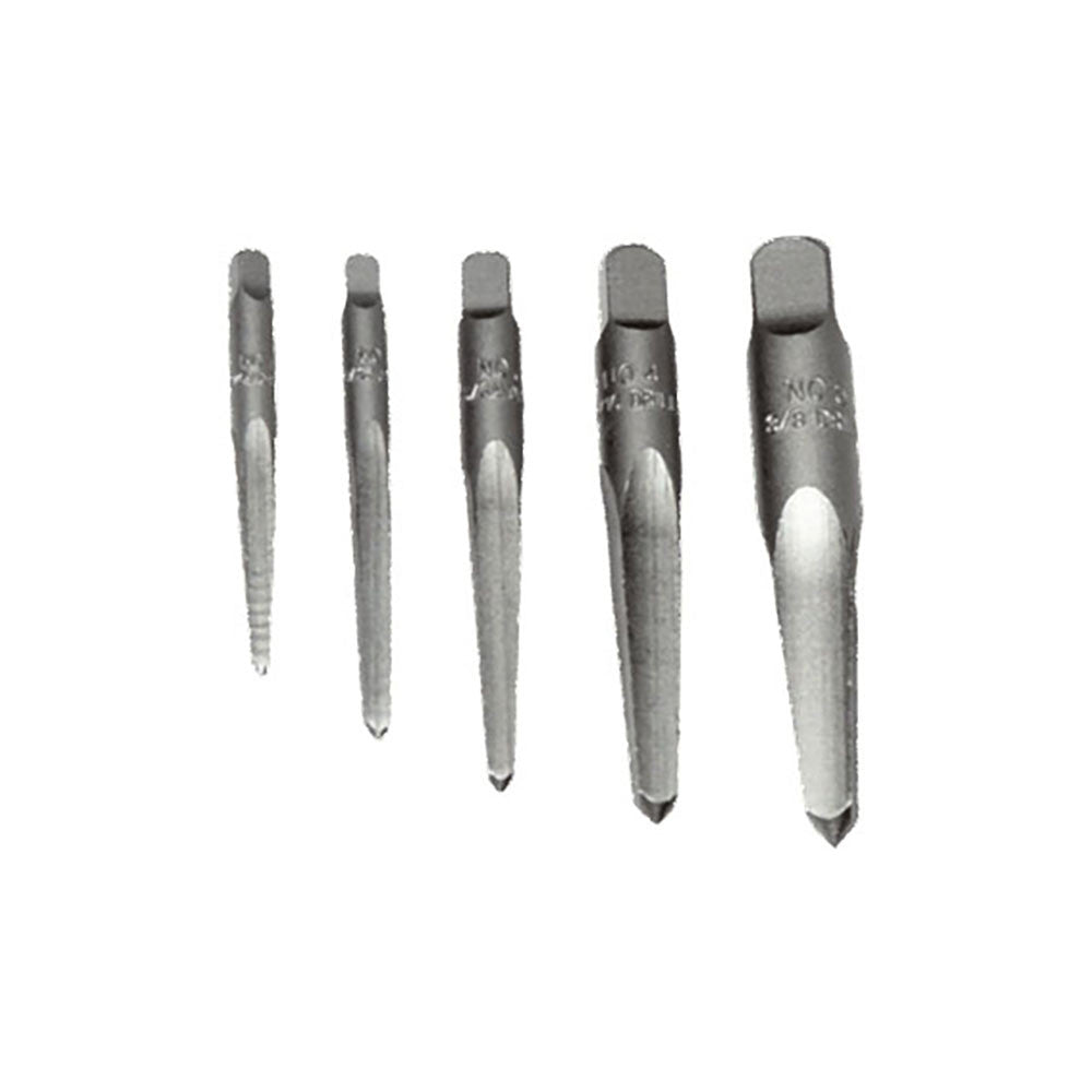 T&E Tools 5Pc Screw Extractor Set Flute Type