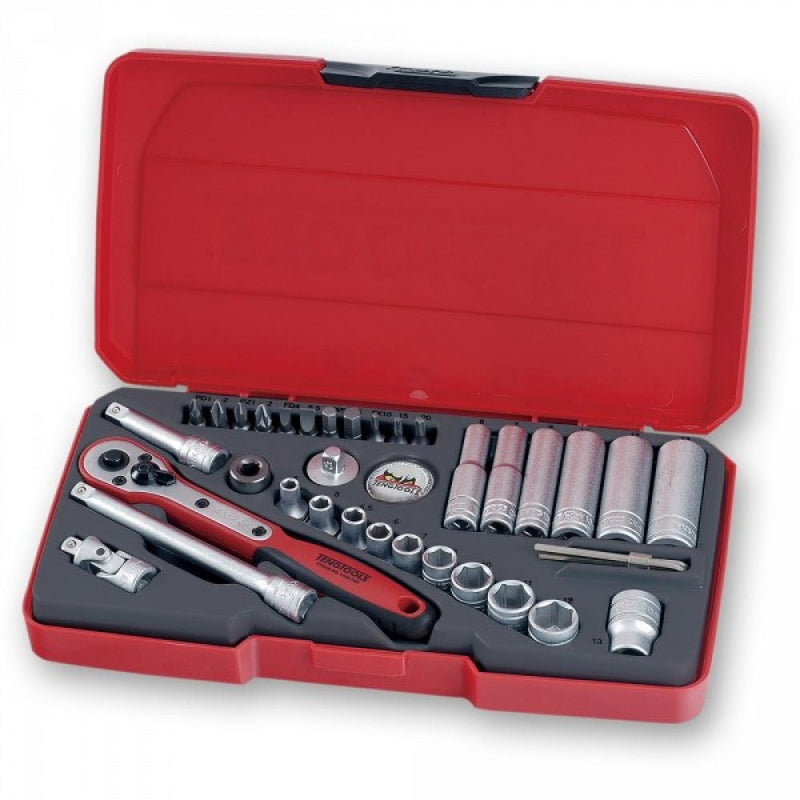 Teng 36Pc 1/4in Dr. Mm Reg/Deep Socket Set