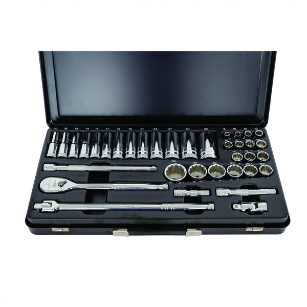 GearWrench Socket Set 1/2" Dr 120XP Standard & Deep 6pt Metal Case METRIC 36Pc