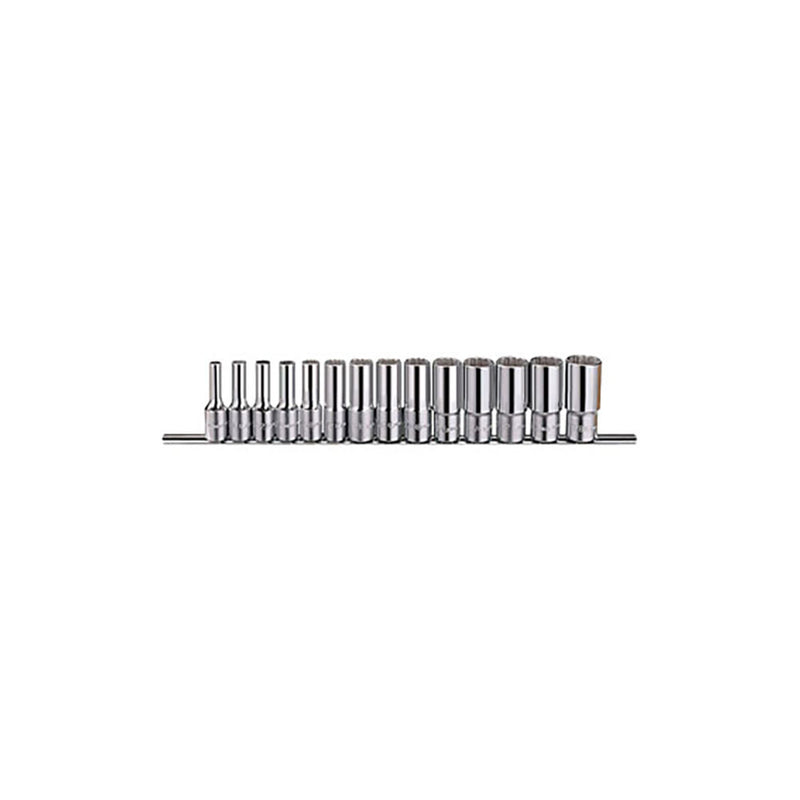 3/8" Dr. 14Pc 1/4"-7/8" Deep 12Pt Socket Set Rail