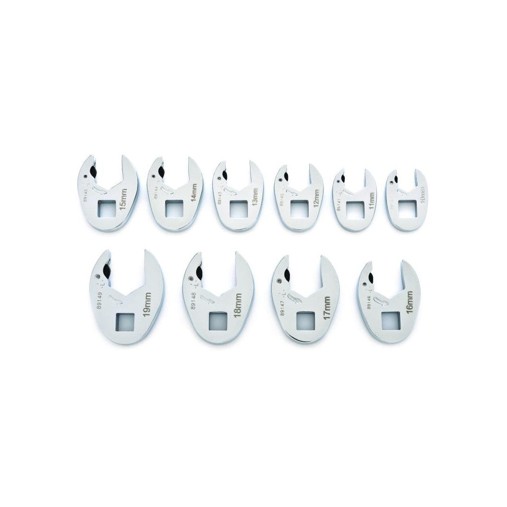 10 Pc. 3/8 Drive Ratcheting Crowfoot Metric Wrench Set