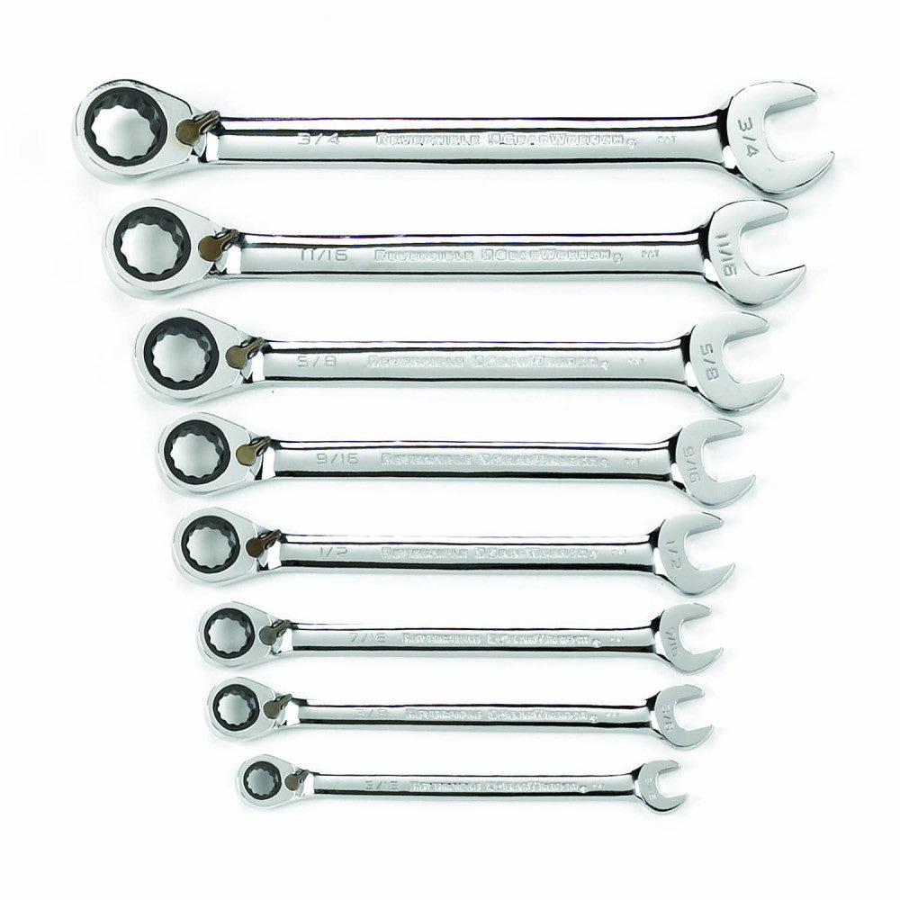 Metric Reversible Ratcheting Combination Wrench Set & SAE Wrench Set