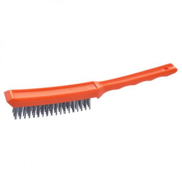 4 Row Steel Scratch Brush Orange Plastic Handle