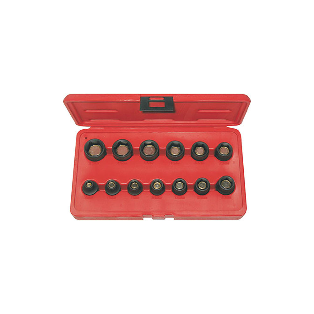 T&E Tools 13Pc 3/8" Dr. Metric 6Pt . Magnetic Impact Socket Set