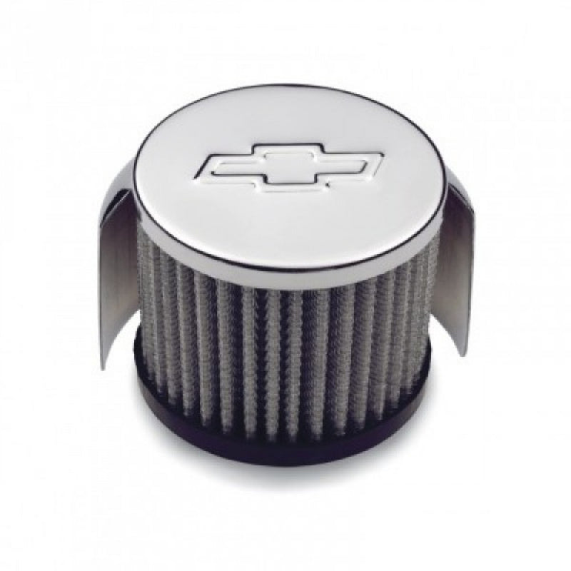 Proform Push-In Air Breather Cap Chrome; Chevy Bowtie Emblem; With Hood