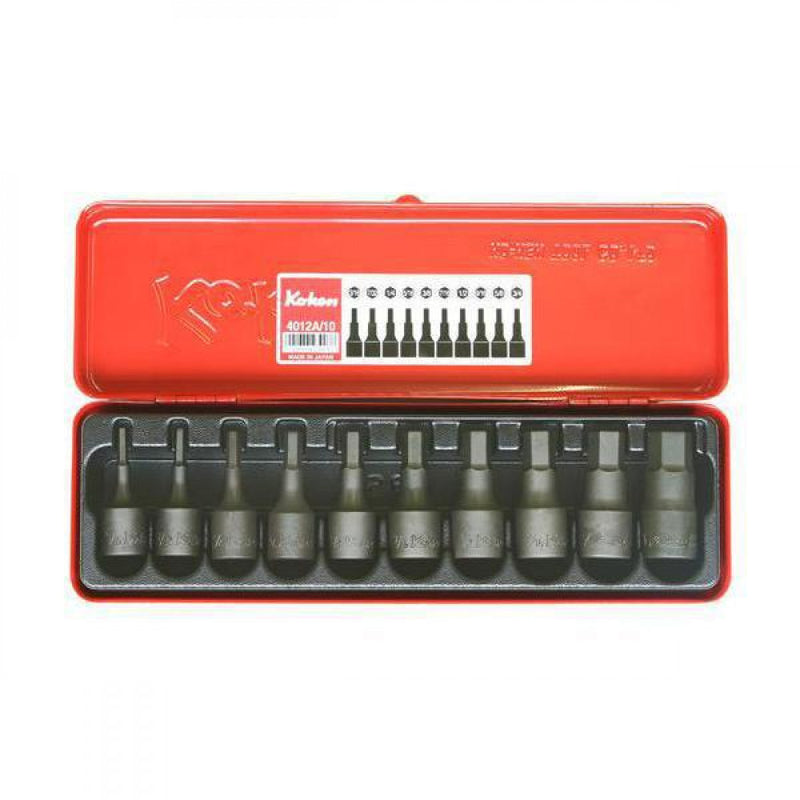 Inhex Socket Set 1/2"Dr 3/16"-3/4" 10Pce Imp 4012A/10 Koken