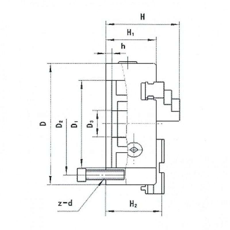 Vertex 3 Jaw Self Centering Chuck Recess Mount Solid Jaws 100mm