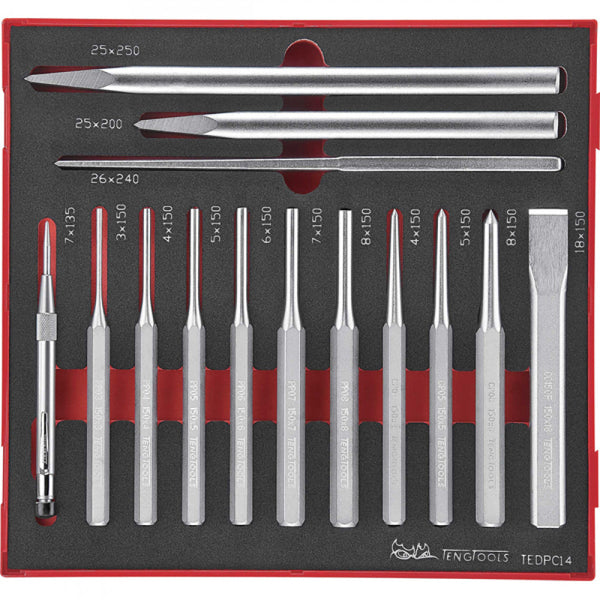Teng 14Pc Pin Punch And Chisel Set - Ted-Tray™