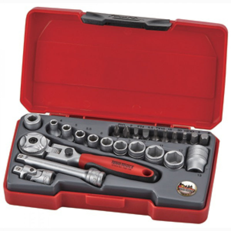 Teng 24Pc 1/4in Dr. Mini Metric Socket Set (Flex R