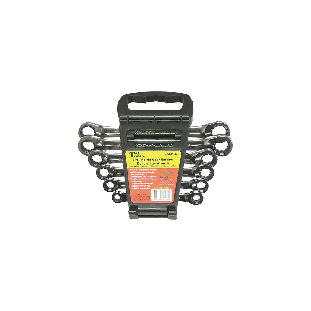 T&E Tools 6Pc Mm Gear Wrench Dbl. Ring Set