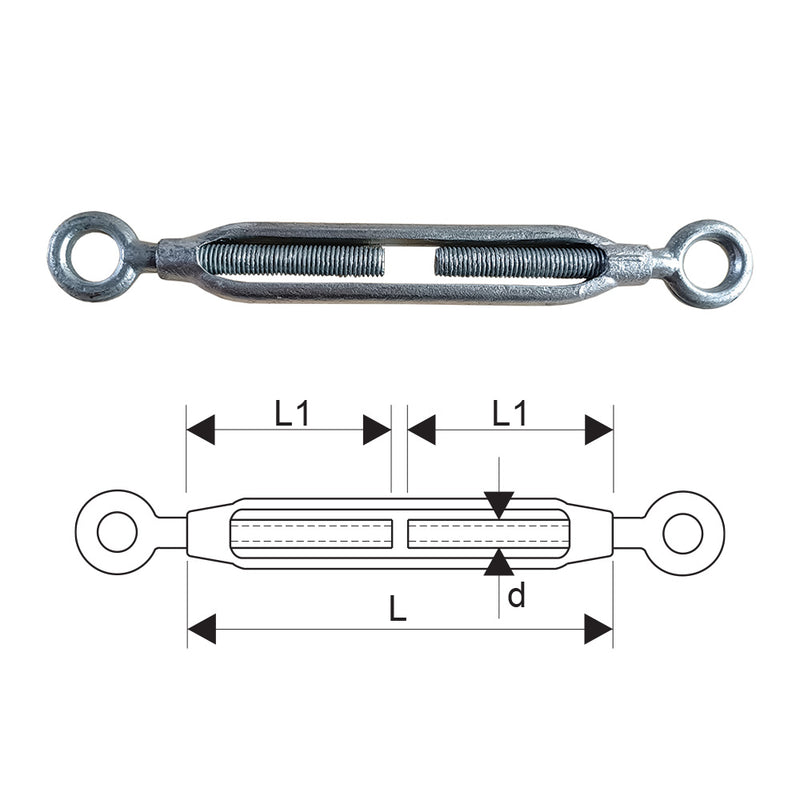 ITM Turnbuckle Galvanised Commercial-Eye & Eye-12mm