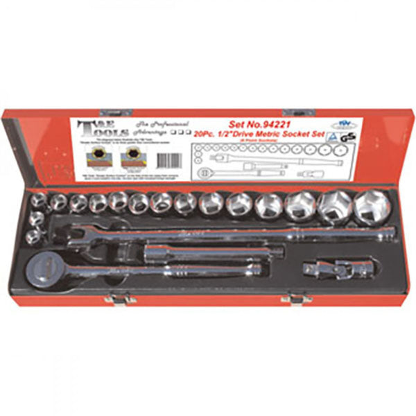 T&E Tools 1/2" Drive 10-32mm 6Pt Standard Socket Set