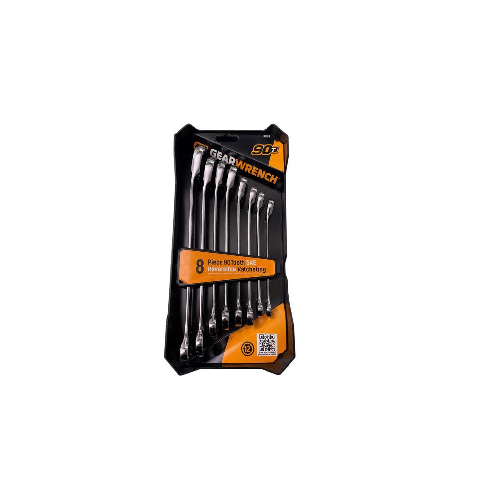 8PC 90T REV. RATCHETING WRENCH SET - SAE - 87028