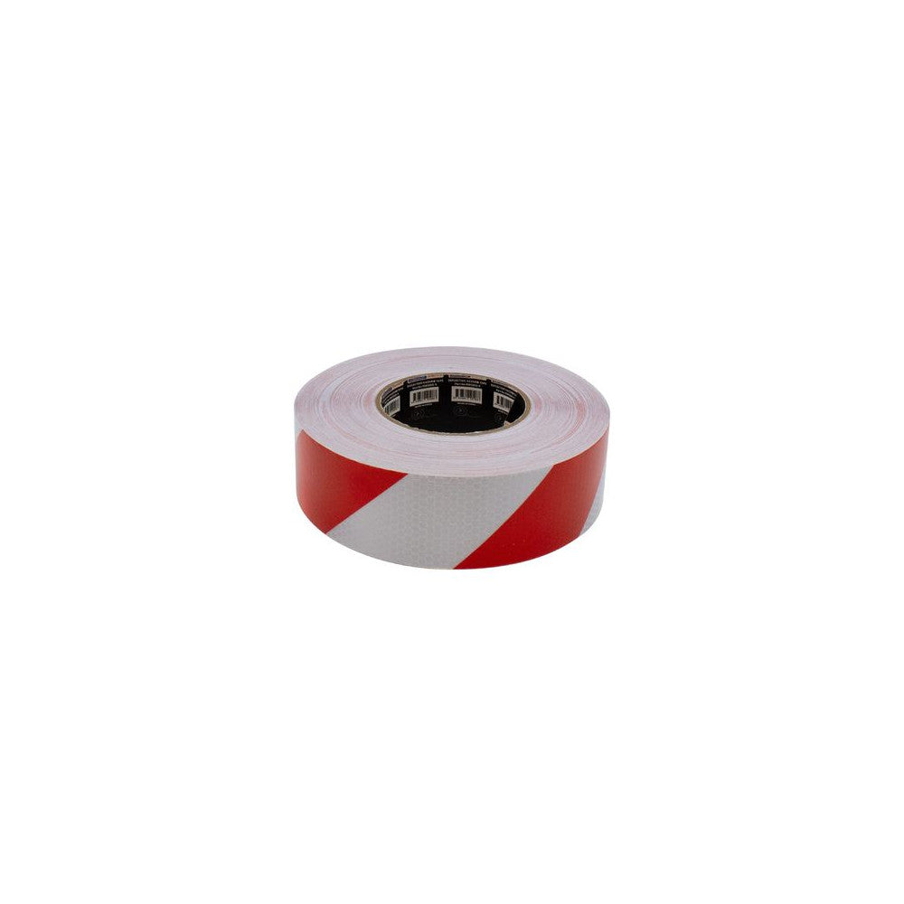Self Adhesive Reflective Hazard Tape Red & White. 50M x 50mm