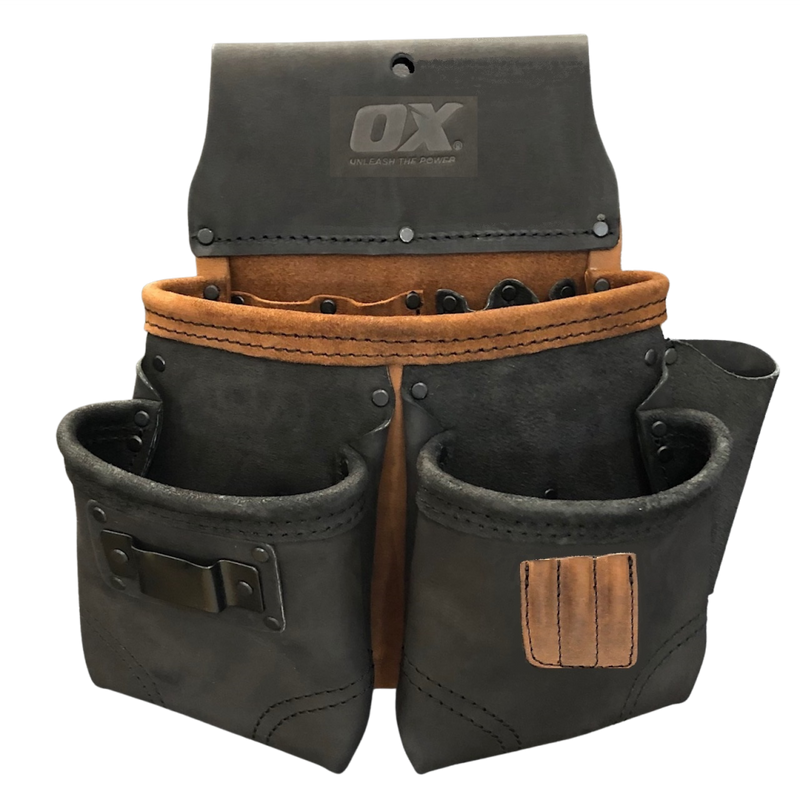 OX Pro Tan & Black Leather Fasteners Pouch - 11 Pocket