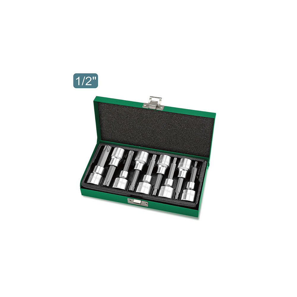 Toptul 1/2" Star Bit Socket Set Long 9pc