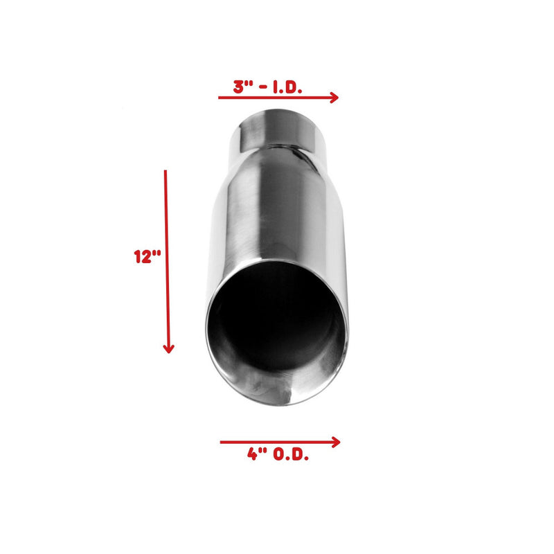 AFTERBURNER SS Exhaust Tailpipe Tip3"Inlet 4"Outlet 12"Overall Length Dual Wall