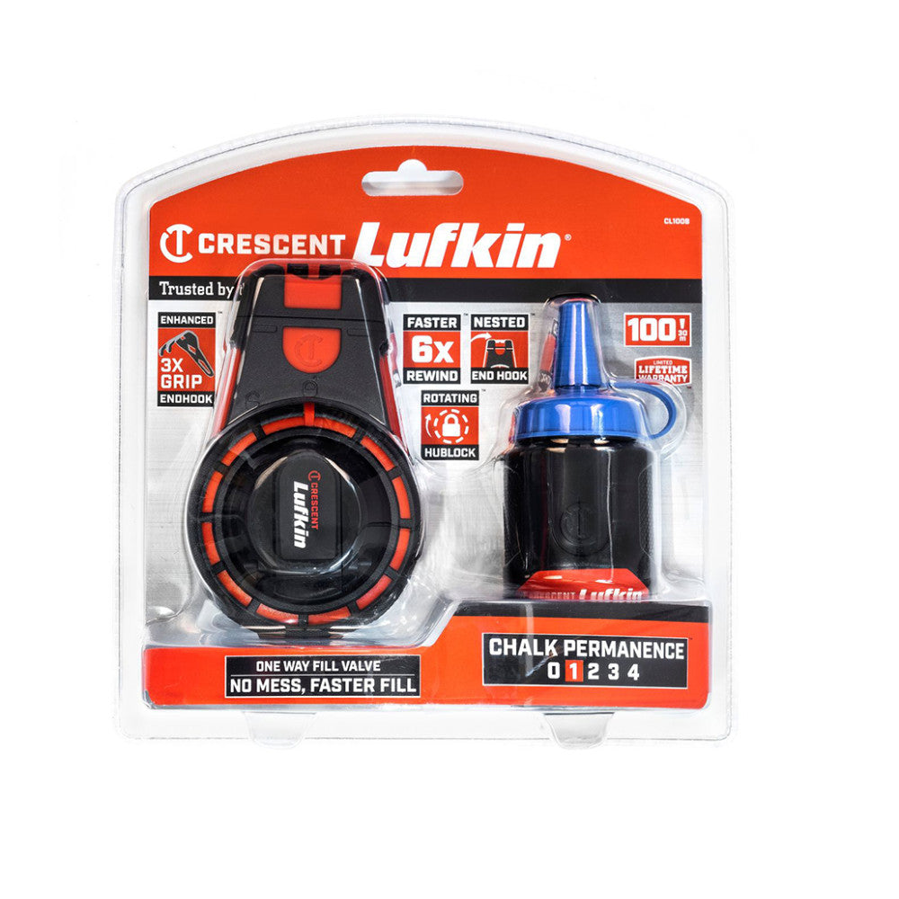 Crescent Lufkin 30M Aluminum Reel With Blue Chalk 85G/ 3oz