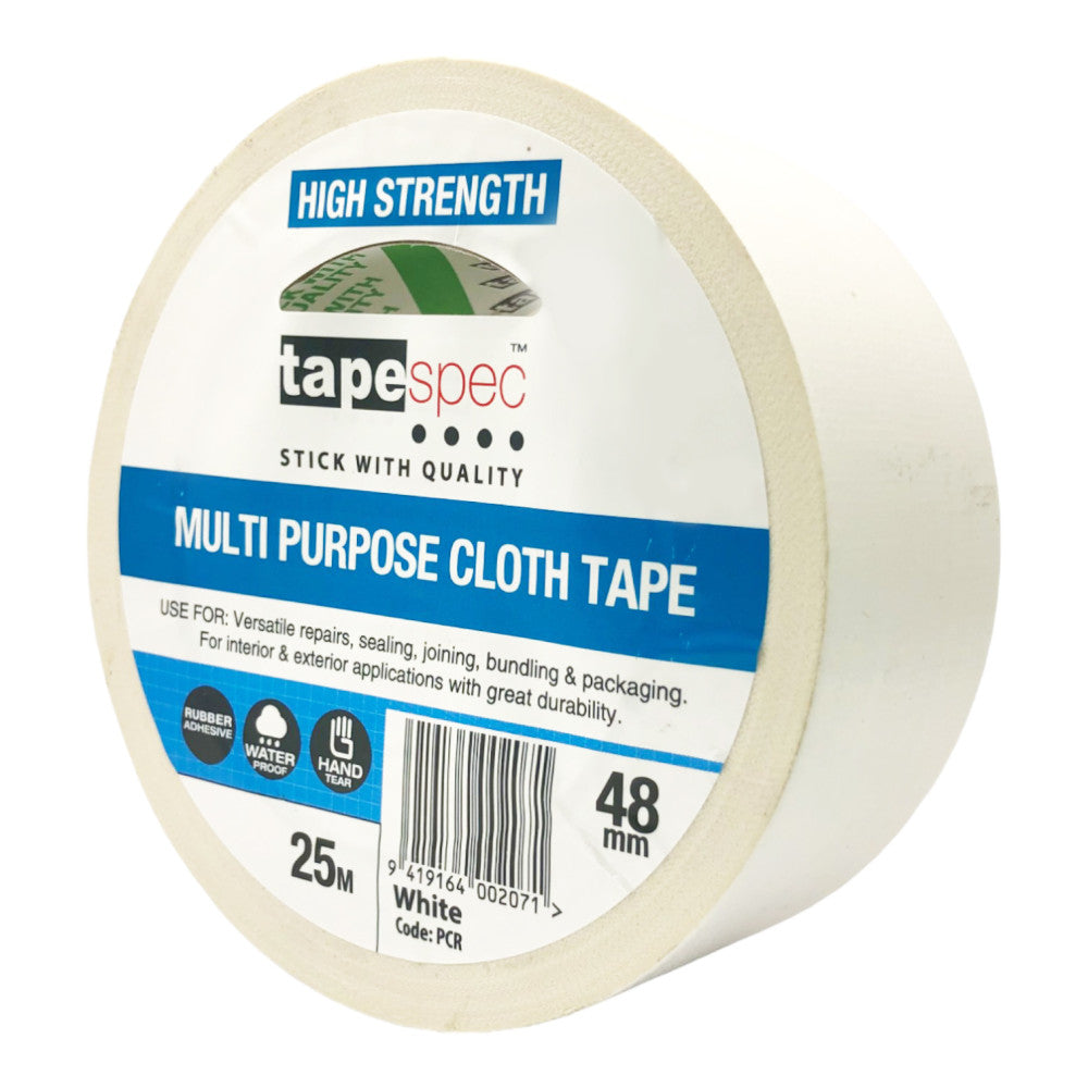 Waterproof Multi-Purpose Cloth Tape White 48mm x 25m