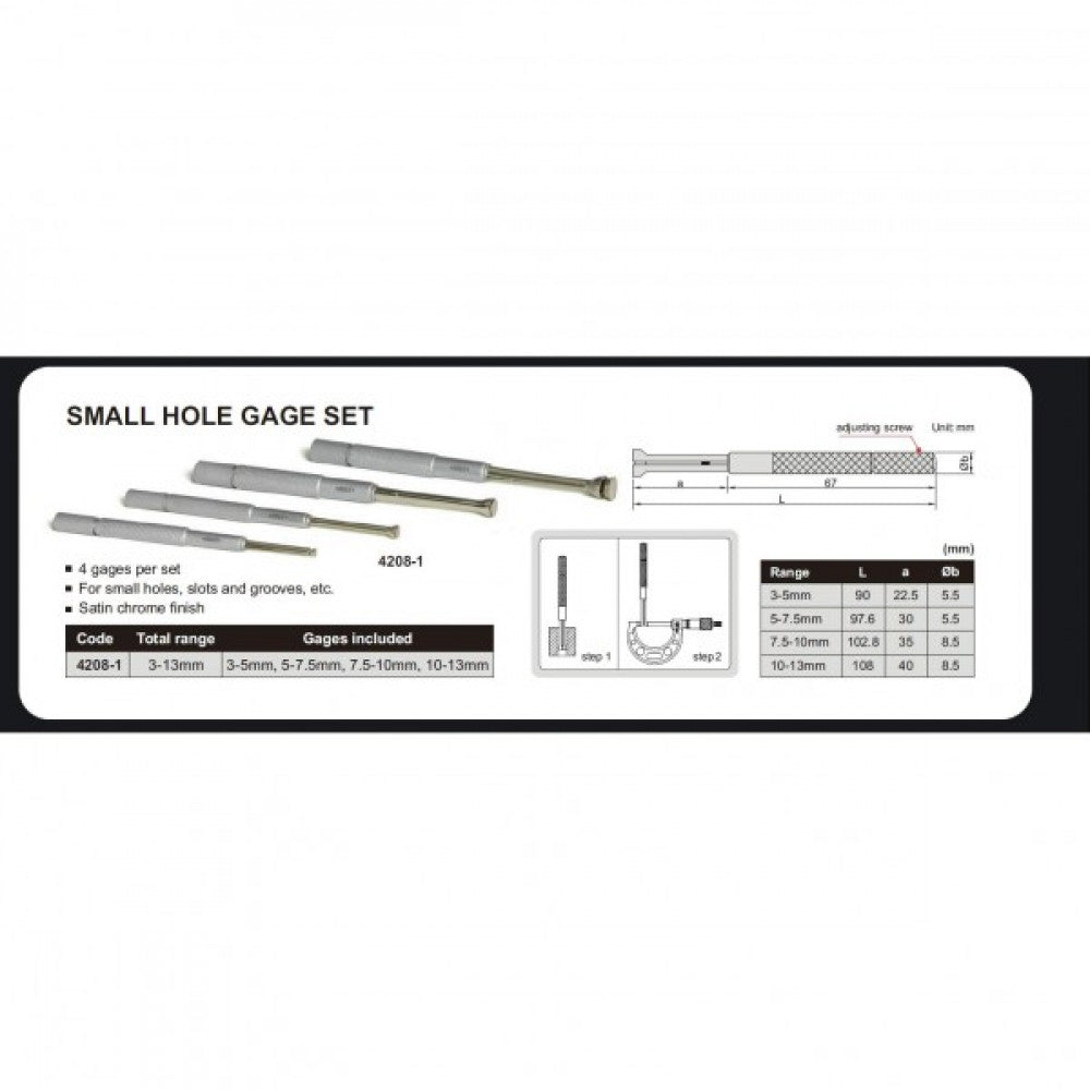 Small Hole Gauge Set 3-13mm Insize 4208-1