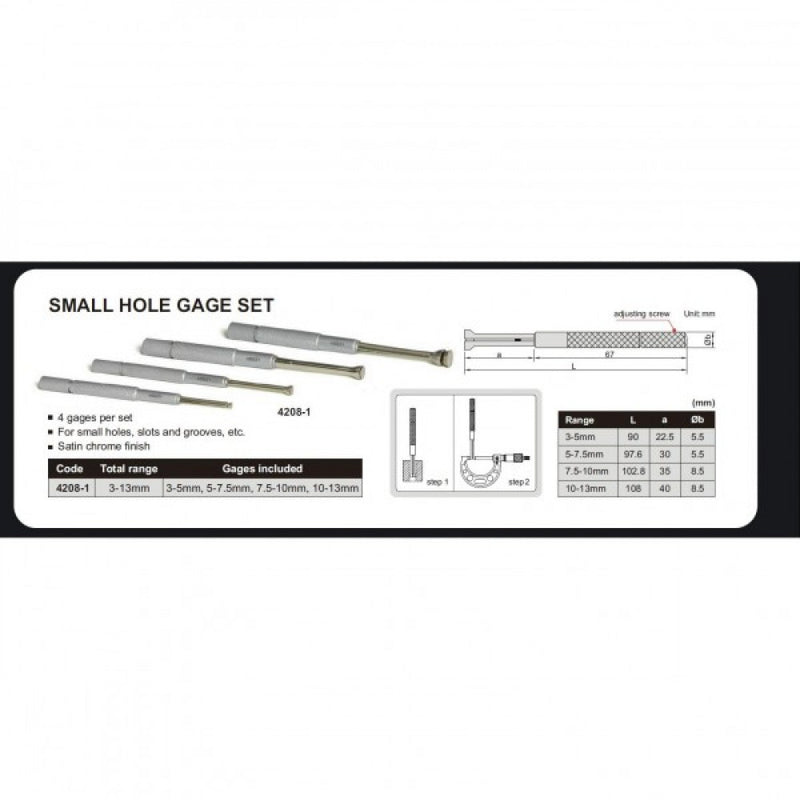 Small Hole Gauge Set 3-13mm Insize 4208-1