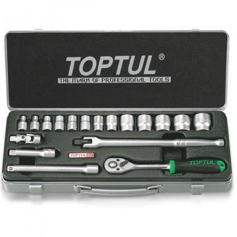 Toptul 3/8" Drive 6 Point Socket Set 18 Pieces