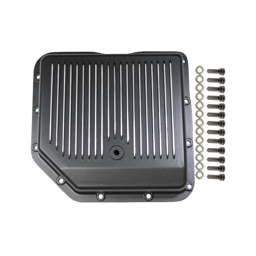 TSP GM Turbo 350 Black Finned Aluminum Transmission Pan#8491BK