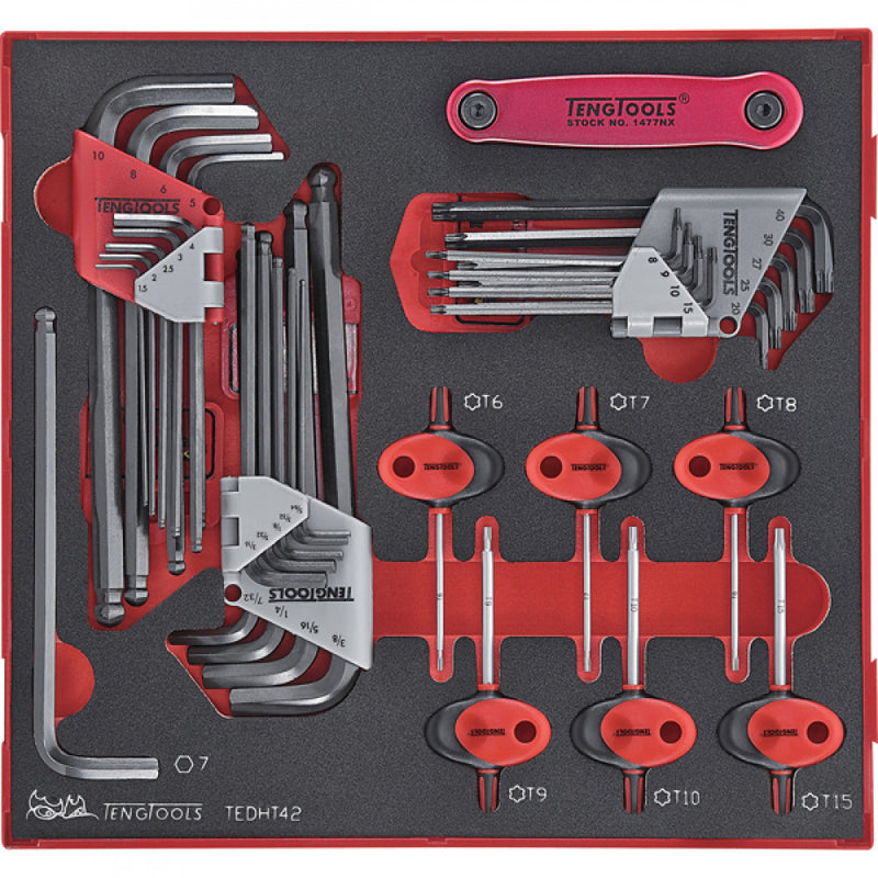 Teng 42Pc Mm/Af Hex&Tx Ball-Pnt Key Set-Ted-Tray™