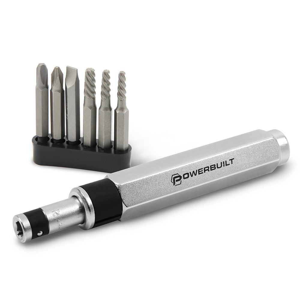 Powerbuilt 7Pc Mini Impact Driver & Screw Extractor Set