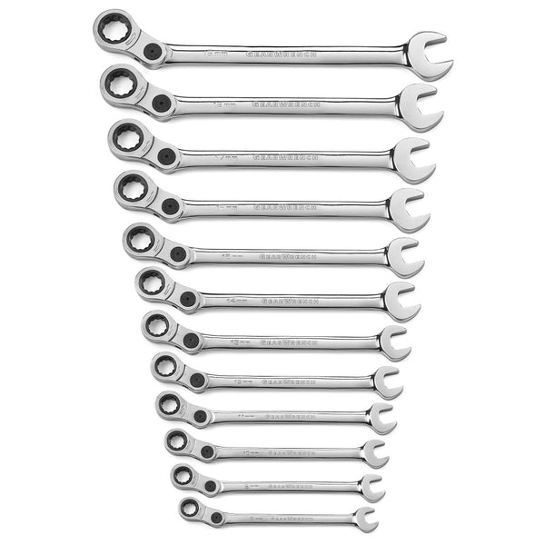 GearWrench Wrench Set Combination Ratcheting Indexing Rack MET 12Pc