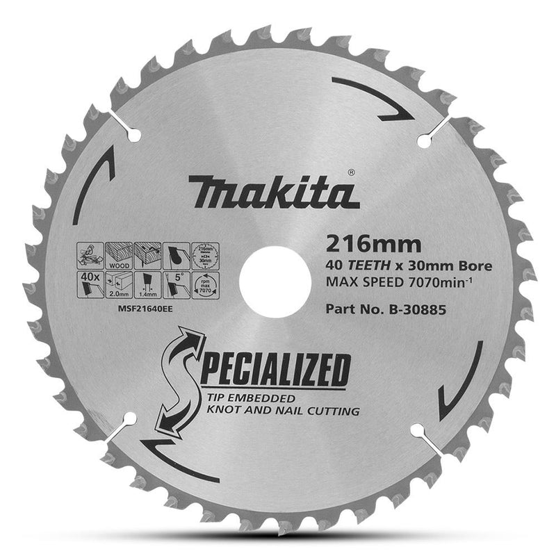 Makita Saw Blade TCT 216x30mm 40T WD/NAIL