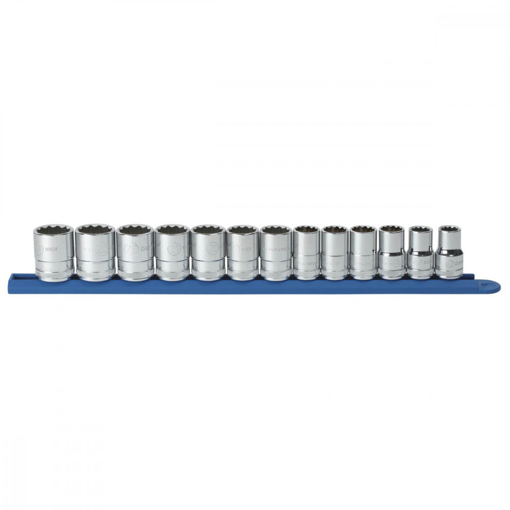 GEARWRENCH Socket Set 1/2" Drive Standard 12pt Rail MET 13Pc
