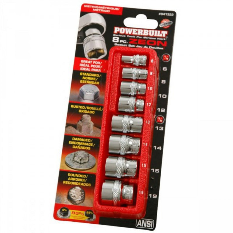 Powerbuilt 1/4Dr 3/8Dr 8Pc Metric Zeon Socket Set