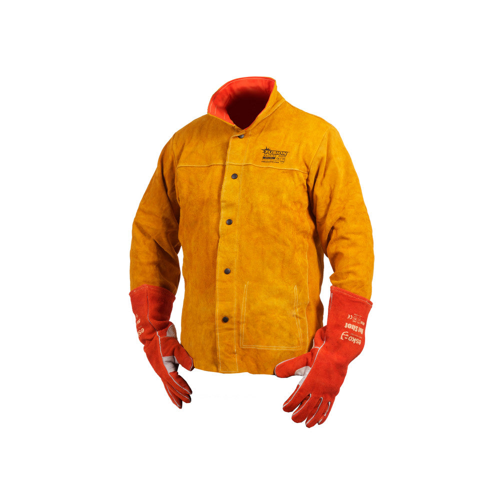 Fusion Chrome Leather Welders Jacket, Triple Front Flap, Kevlar Stitching