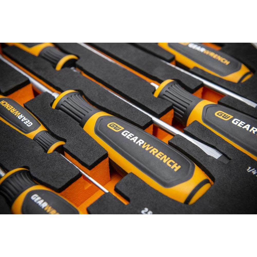 GEARWRENCH 9Pc Slotted Dual Material Screwdriver Set In EVA Tray
