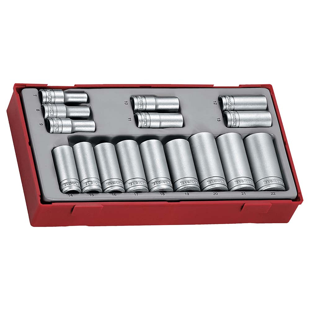 16Pc 3/8in Dr. Deep Socket Set 7-22mm