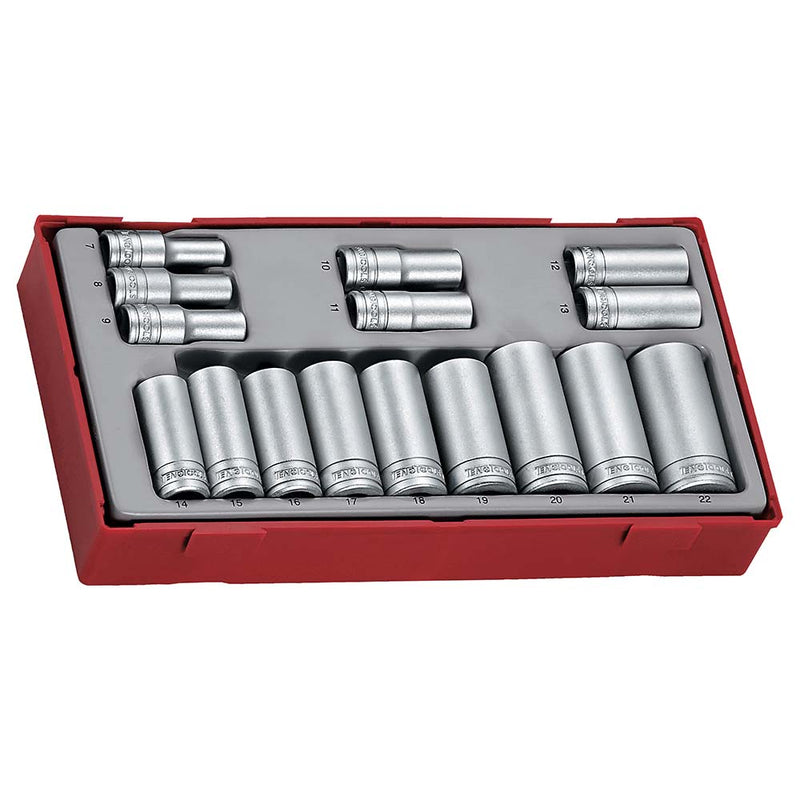 16Pc 3/8in Dr. Deep Socket Set 7-22mm