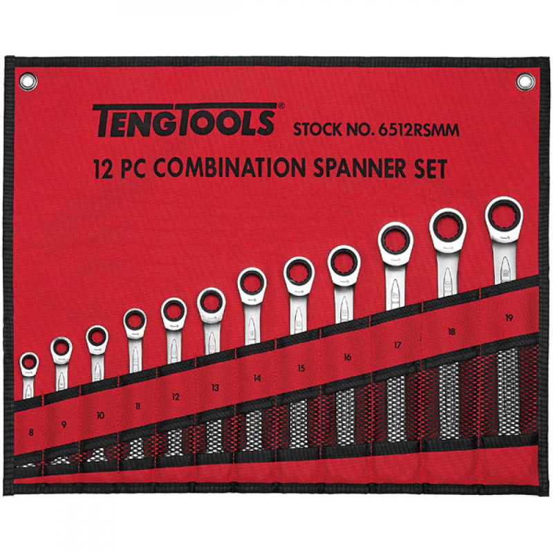 Teng 12Pc Ratchet (Flat Type) Metric Spanner Set 8