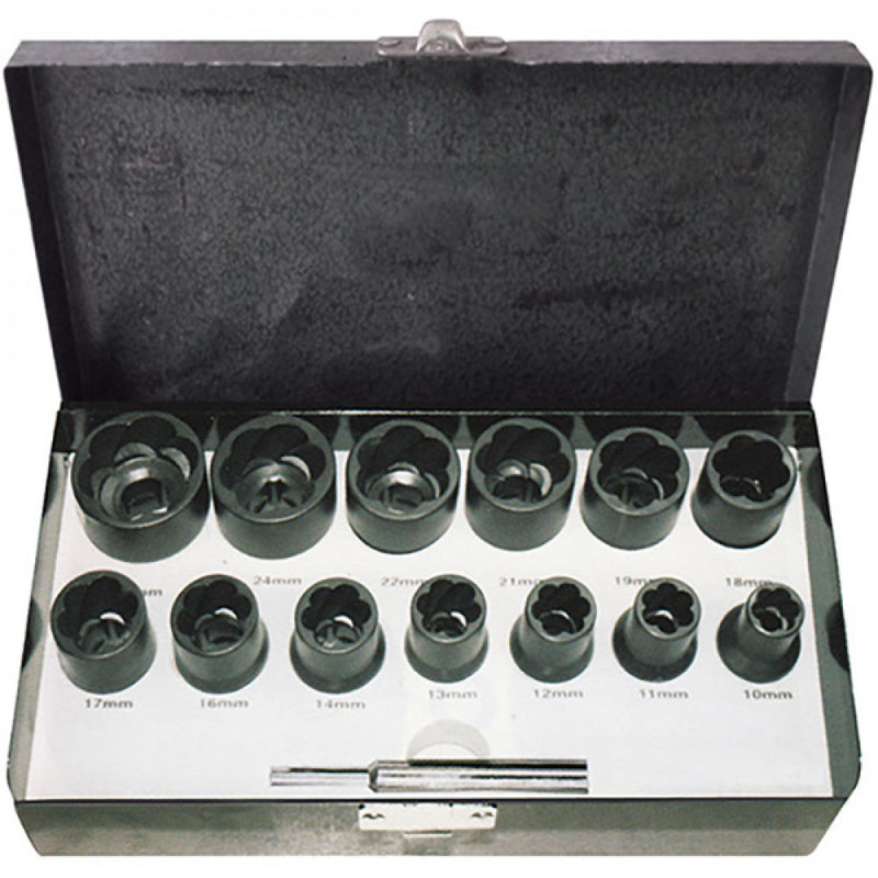 T&E Tools 13Pc 1/2" Drive Metric Impact Twist Sockets