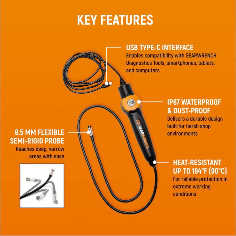 GEARWRENCH High-Definition Flexible Inspection Endoscope