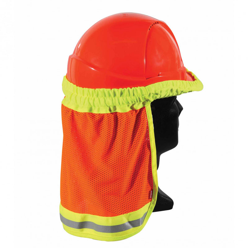 Esko Hard Hat Neck Sun Shield, Elastic, Fluoro Orange