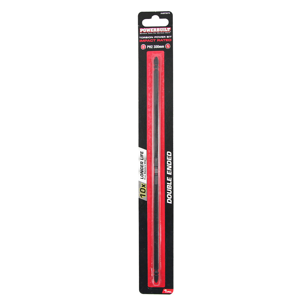 Powerbuilt 1/4" Torsion Impact Power Bit - Phillips #2 - 300mm Dbl End