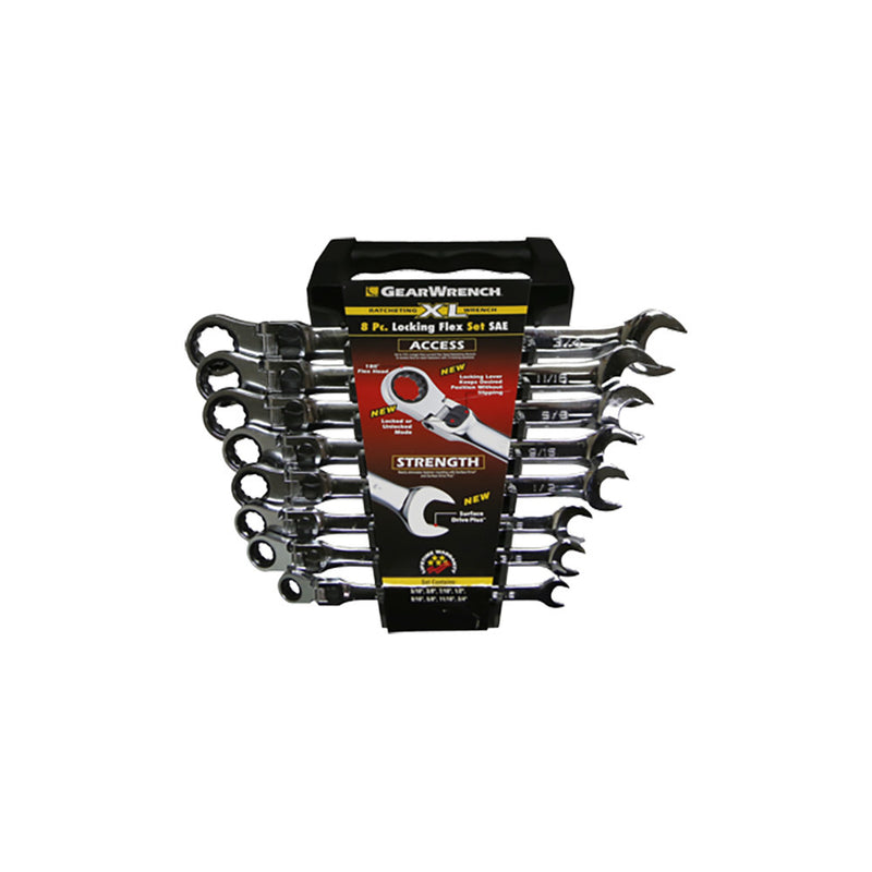 T&E Tools 8Pc 5/16-3/4 Flex Head Gear Wrench Set