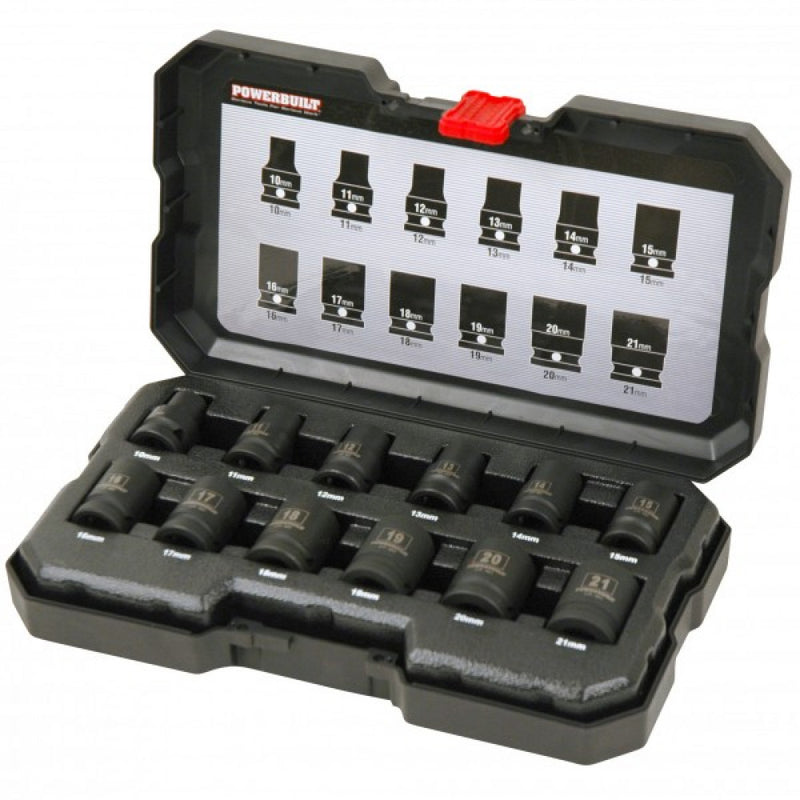 Powerbuilt 1/2Dr 12Pc Metric Impact Socket Set