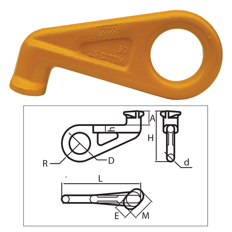 ITM G80 Eye Container Hook - Left 45 Degree