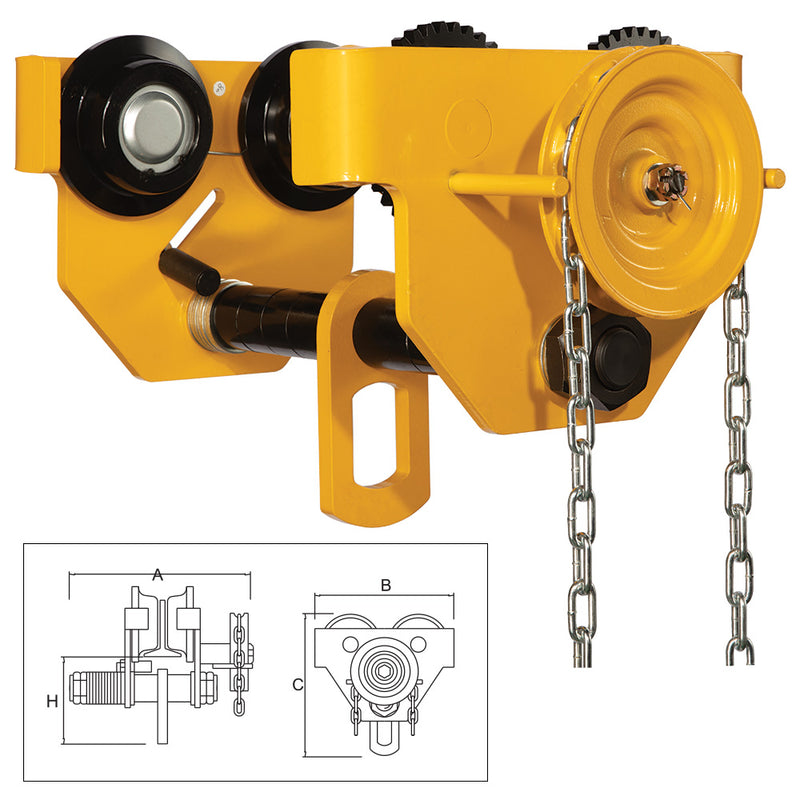 ITM Geared Girder Trolley-3 Ton-88-203mm Beam Width